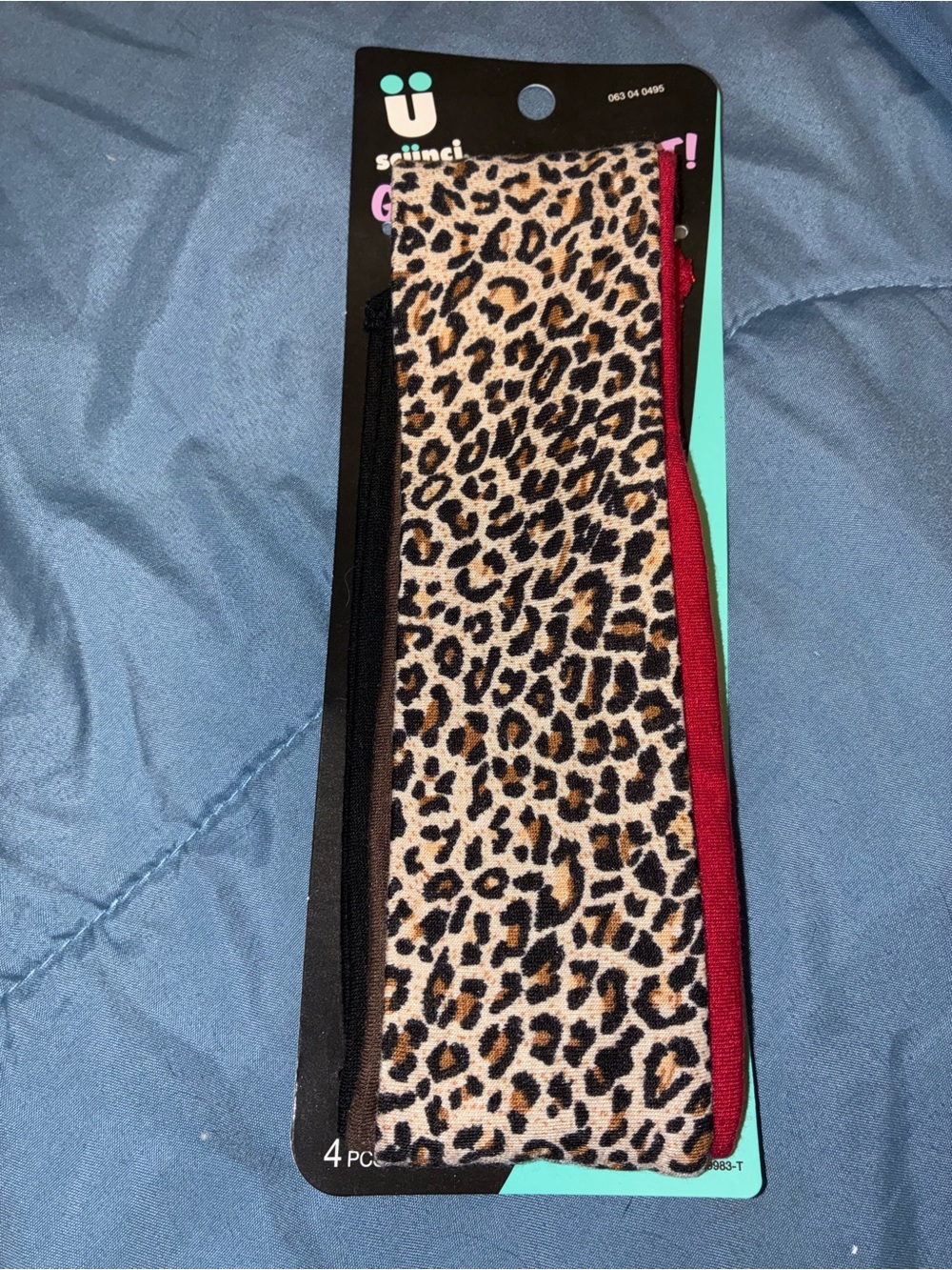 scunci Leopard Print, Black & Red Wide Headwrap Set